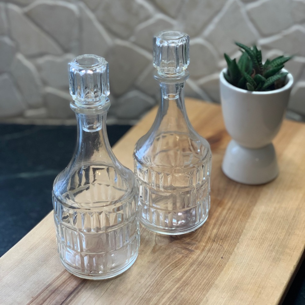 VINTAGE LUMINARC | Set of 2 | Cut Glass Oil/ Vinegar Cruets